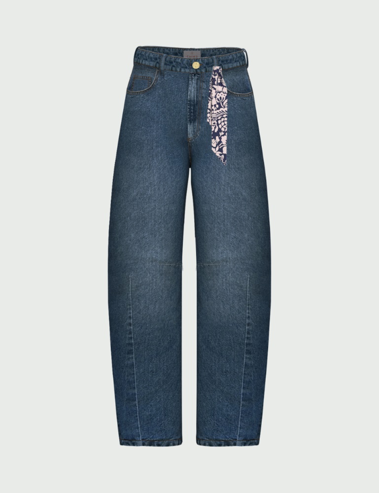 Barrel-leg jeans with printed Twilly - Emme - 4