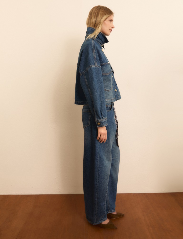 Barrel-leg jeans with printed Twilly - Emme - 7