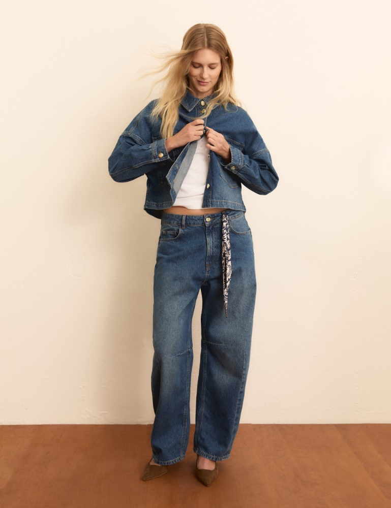 Barrel-leg jeans with printed Twilly - Emme - 2