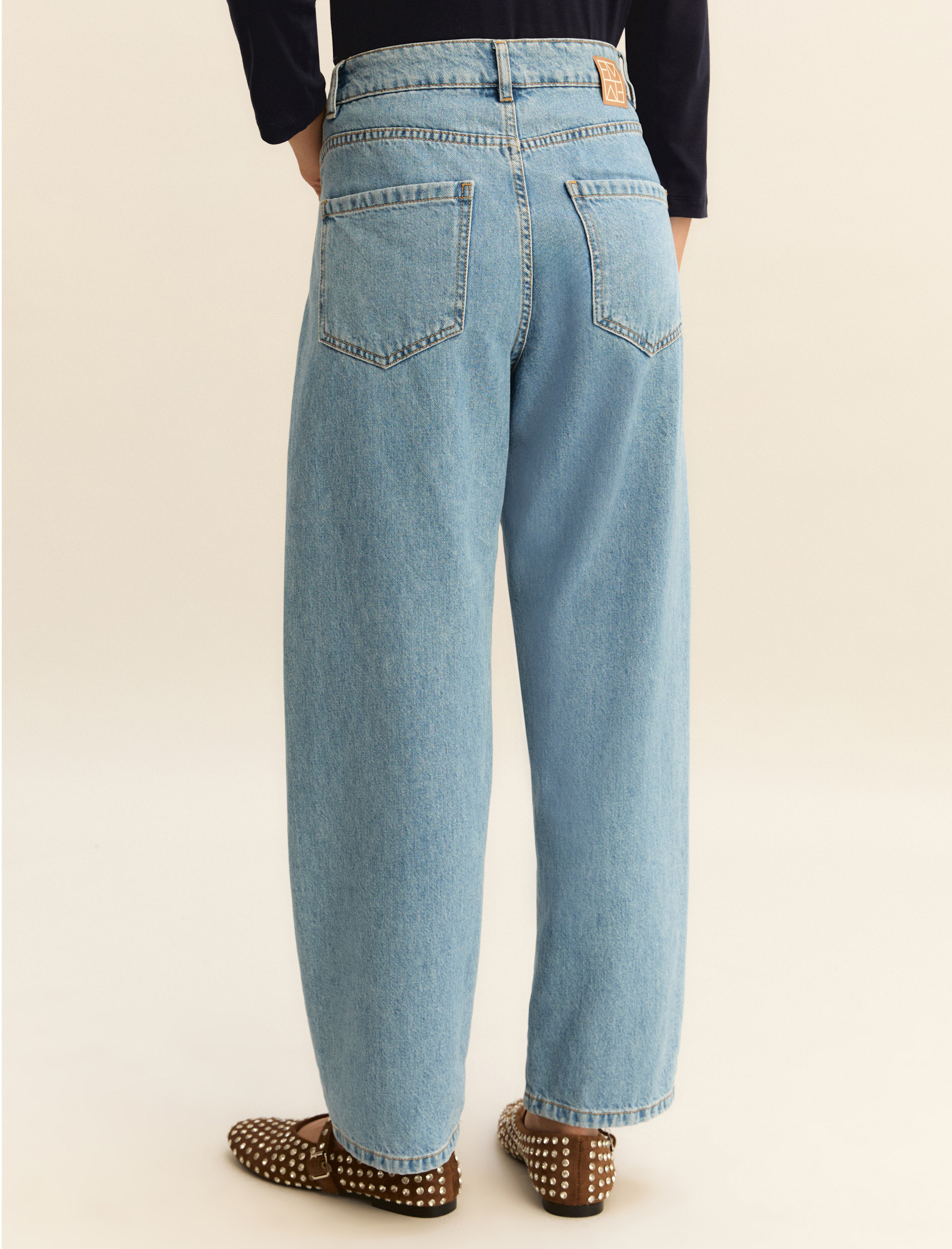 Mom-fit denim 5-pocket trousers - BLUE JEANS - Emme - 3