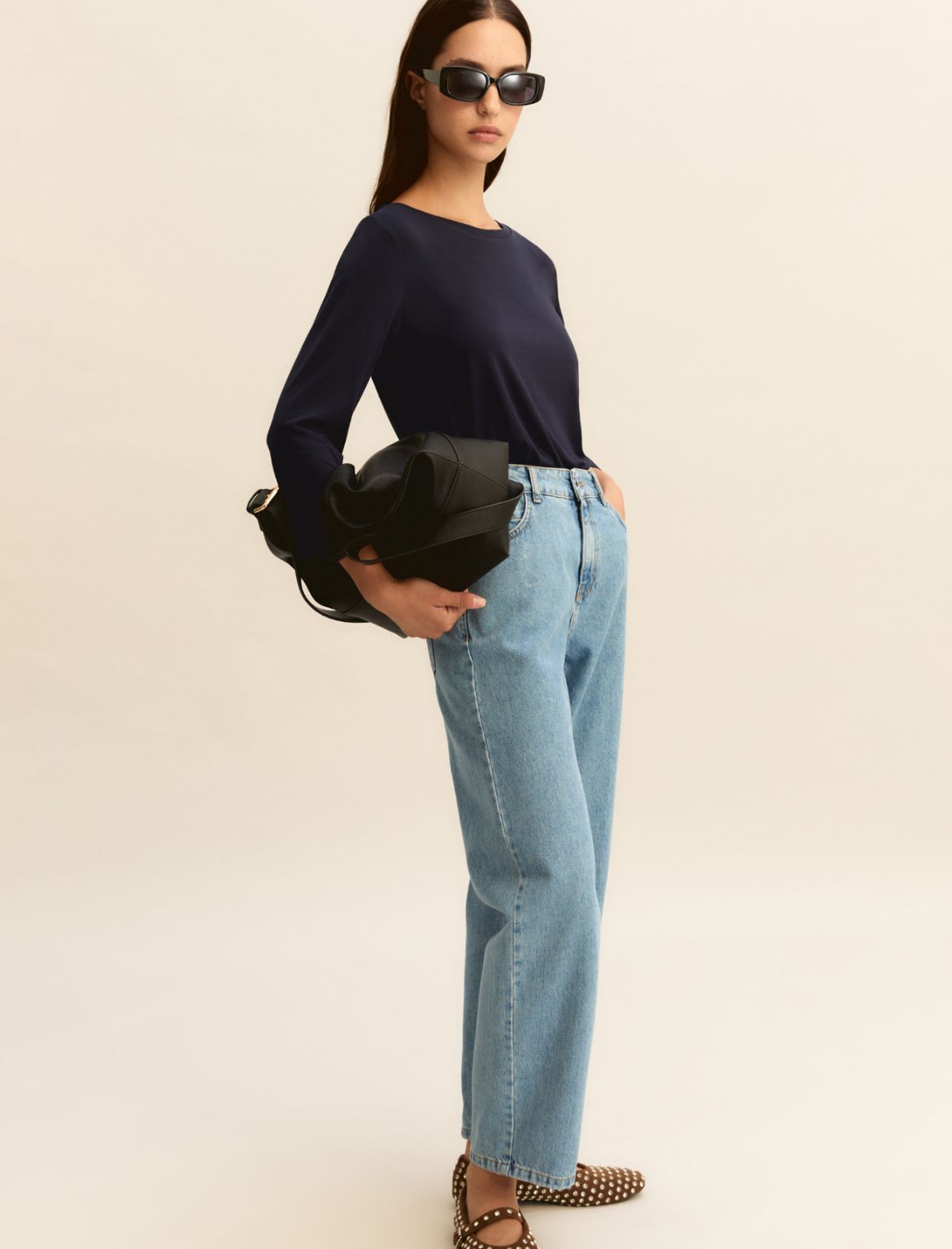 Mom-fit denim 5-pocket trousers - BLUE JEANS - Emme