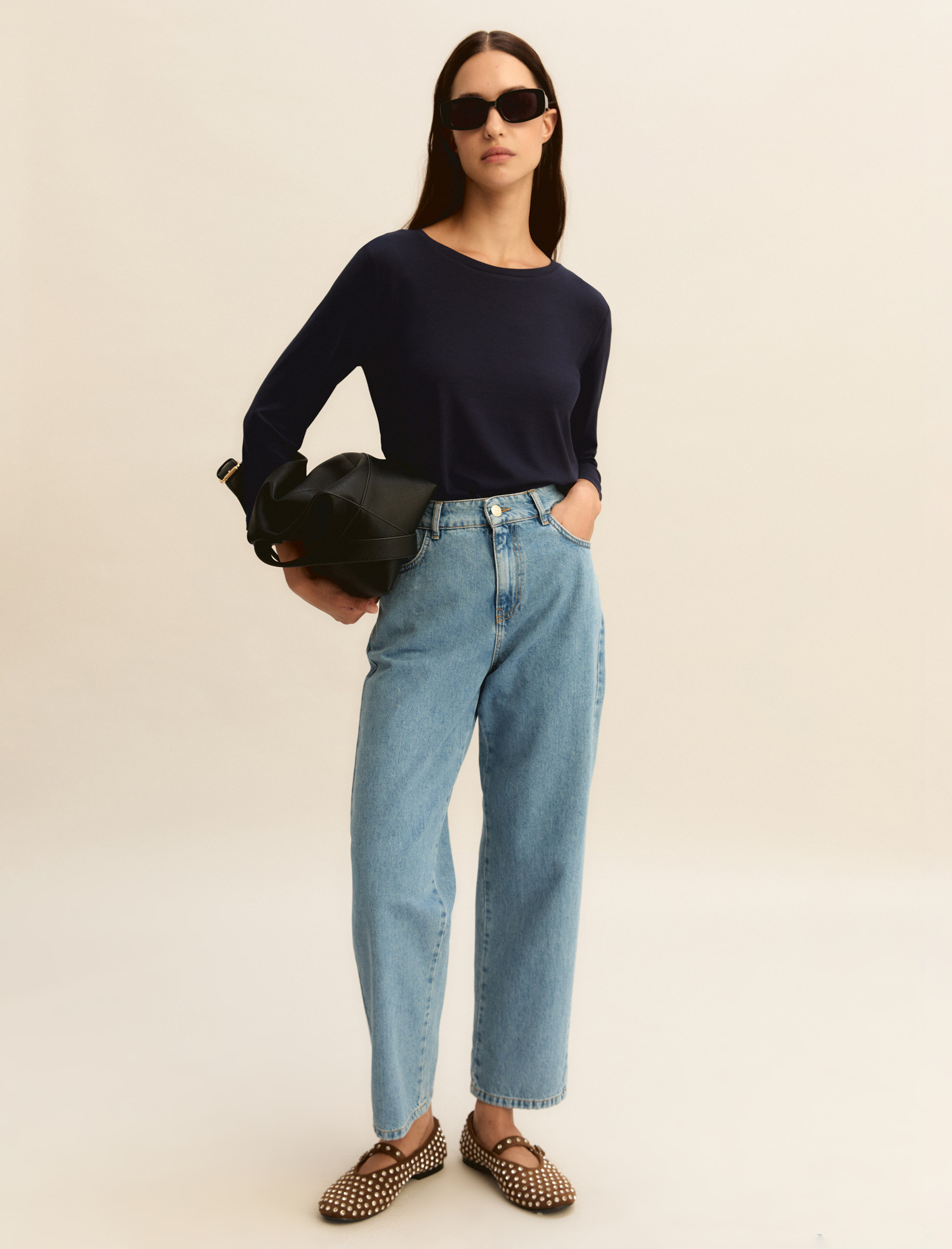 Mom-fit denim 5-pocket trousers - BLUE JEANS - Emme - 2