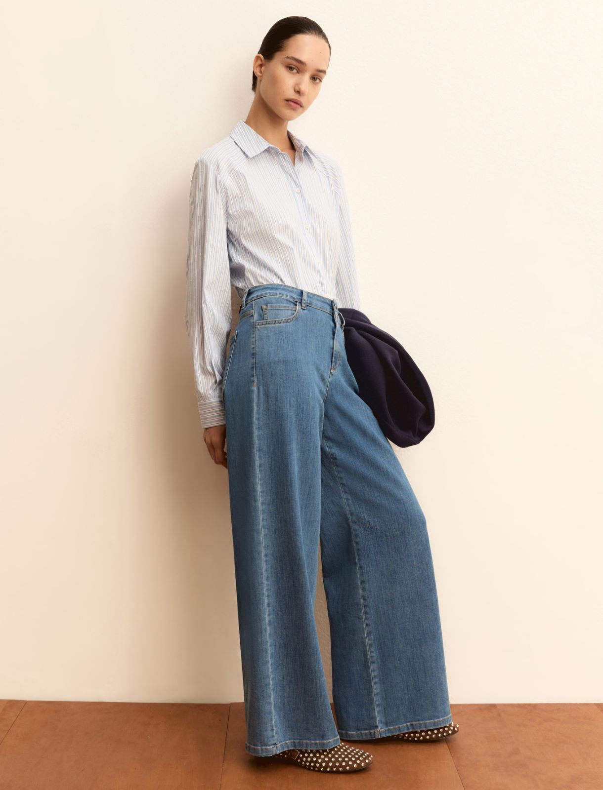 Stretch wide-leg jeans - BLUE JEANS - Emme