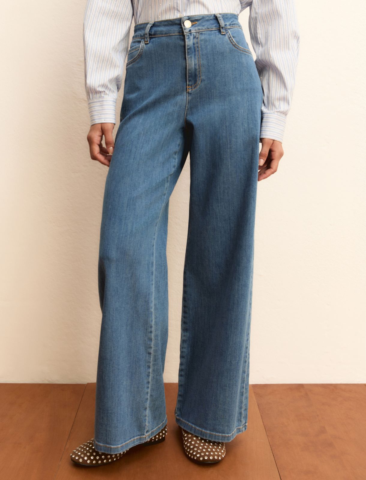 Stretch wide-leg jeans - BLUE JEANS - Emme - 6