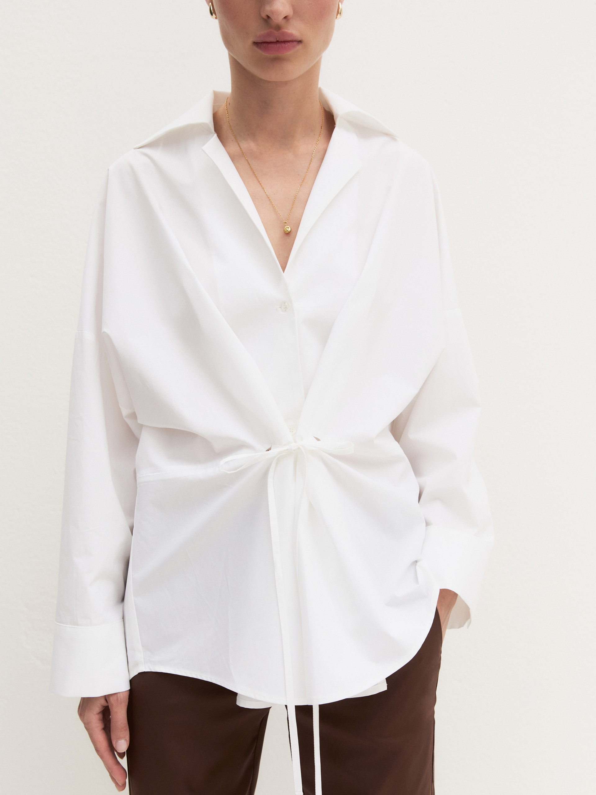 Oversized shirt with ribbon detail - WHITE - Emme - 6
