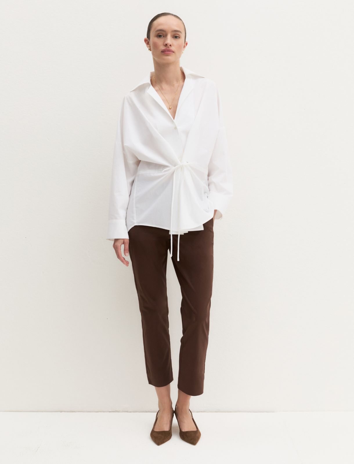 Oversized shirt with ribbon detail - WHITE - Emme - 2