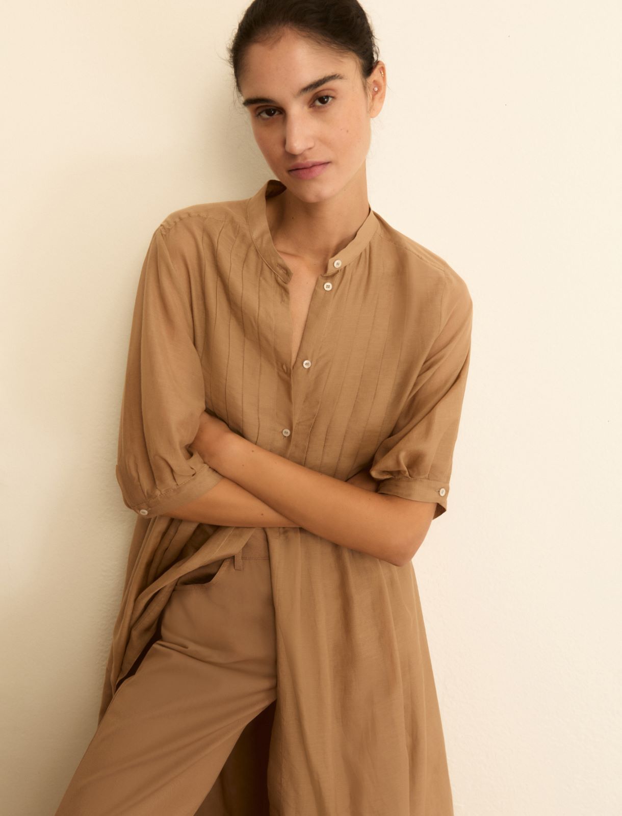 Muslin shirt dress - CAMEL - Emme - 5