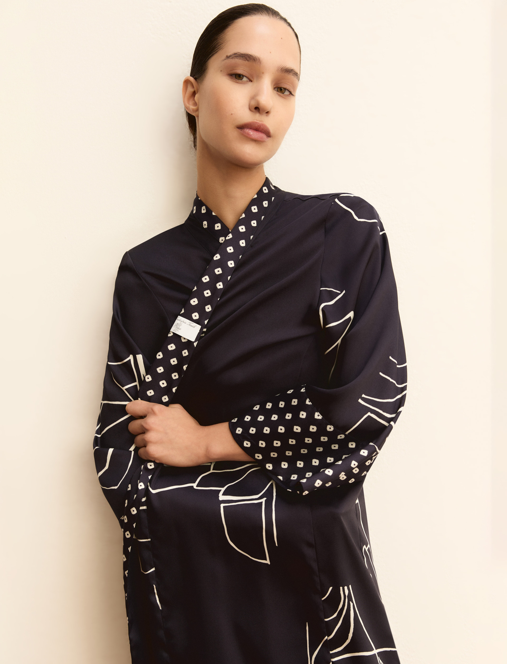 Printed twill kimono - NAVY - Emme - 5