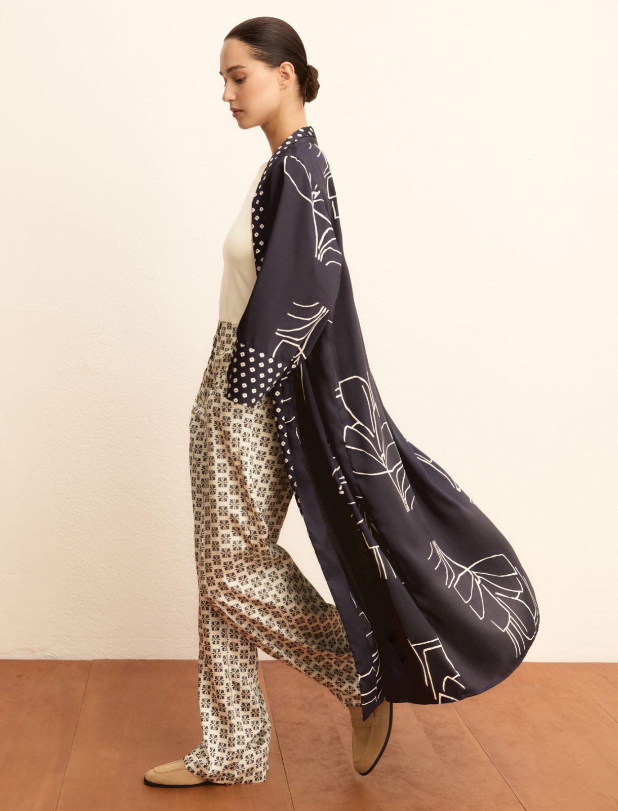 Printed twill kimono - NAVY - Emme