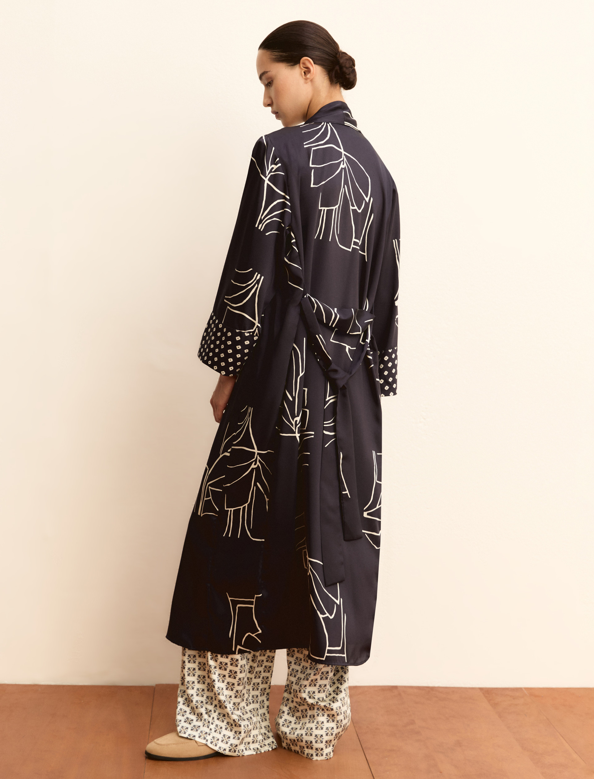 Printed twill kimono - NAVY - Emme - 6