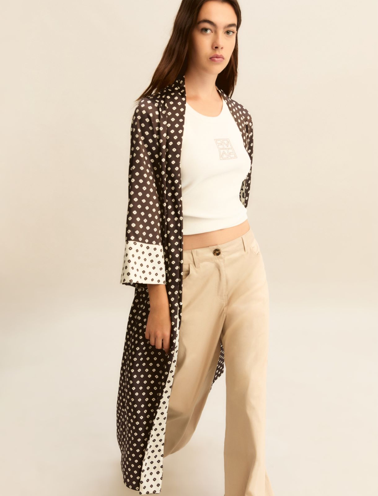 Printed twill kimono - KAKI - Emme