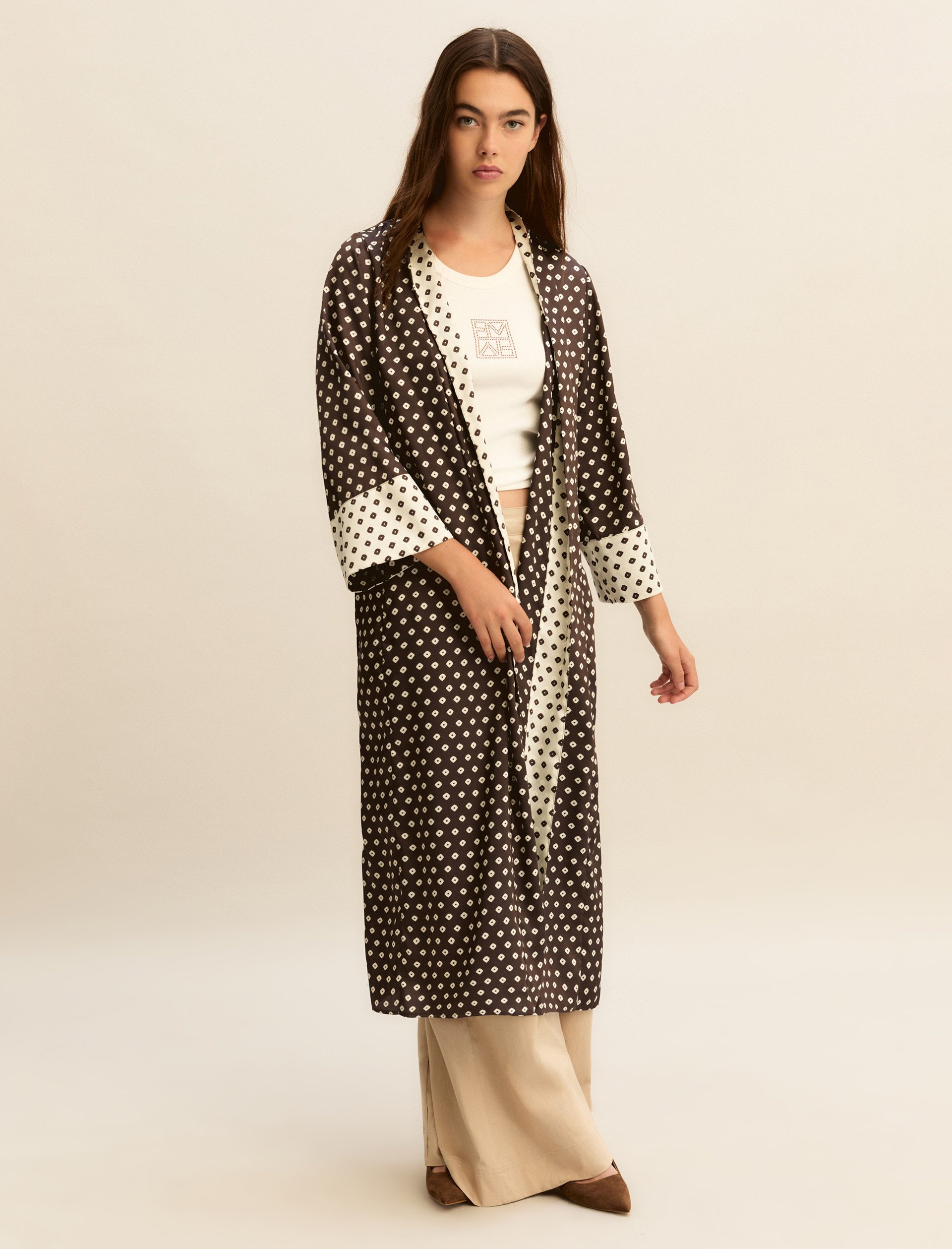 Printed twill kimono - KAKI - Emme - 2
