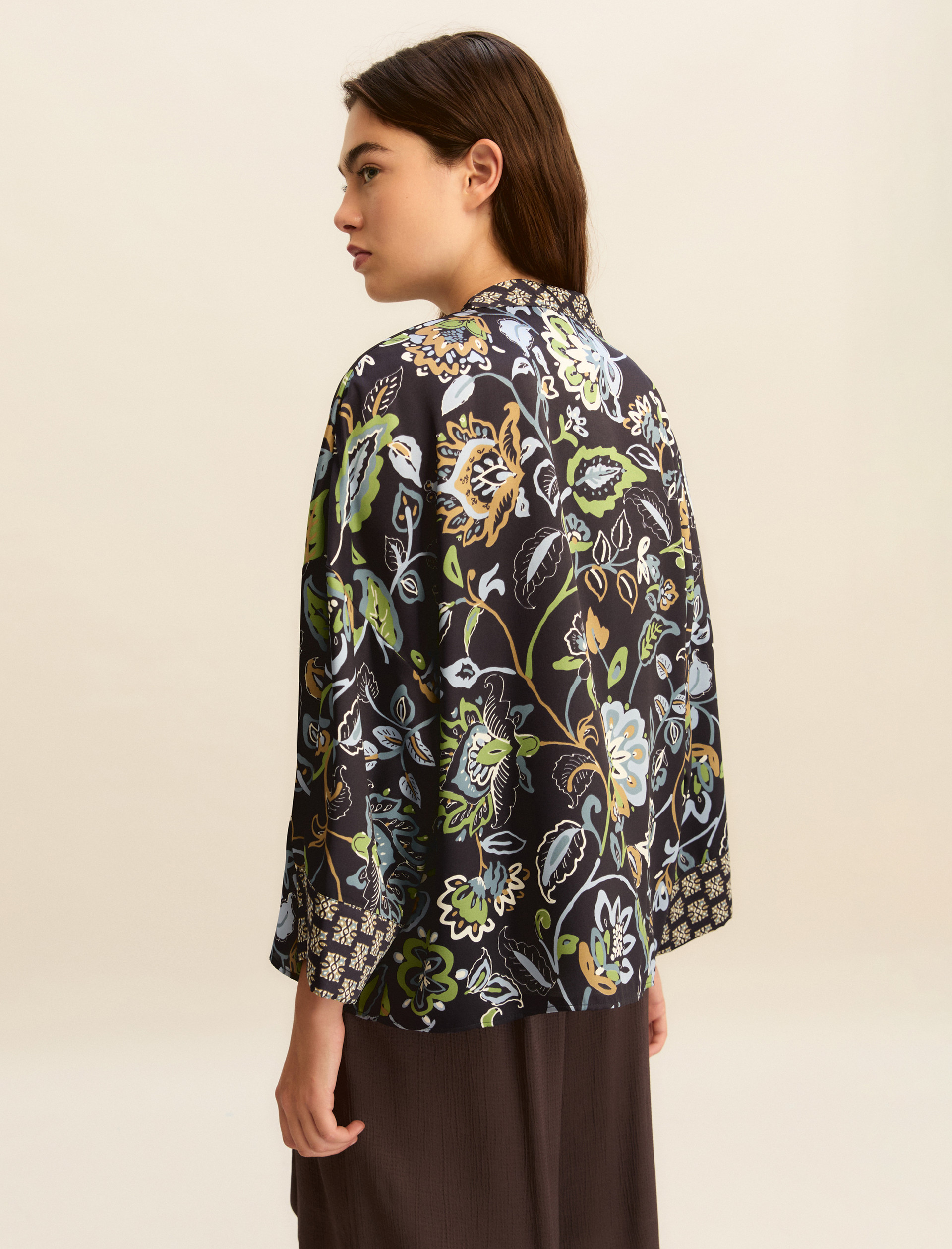 Short printed twill kimono - NAVY - Emme - 2