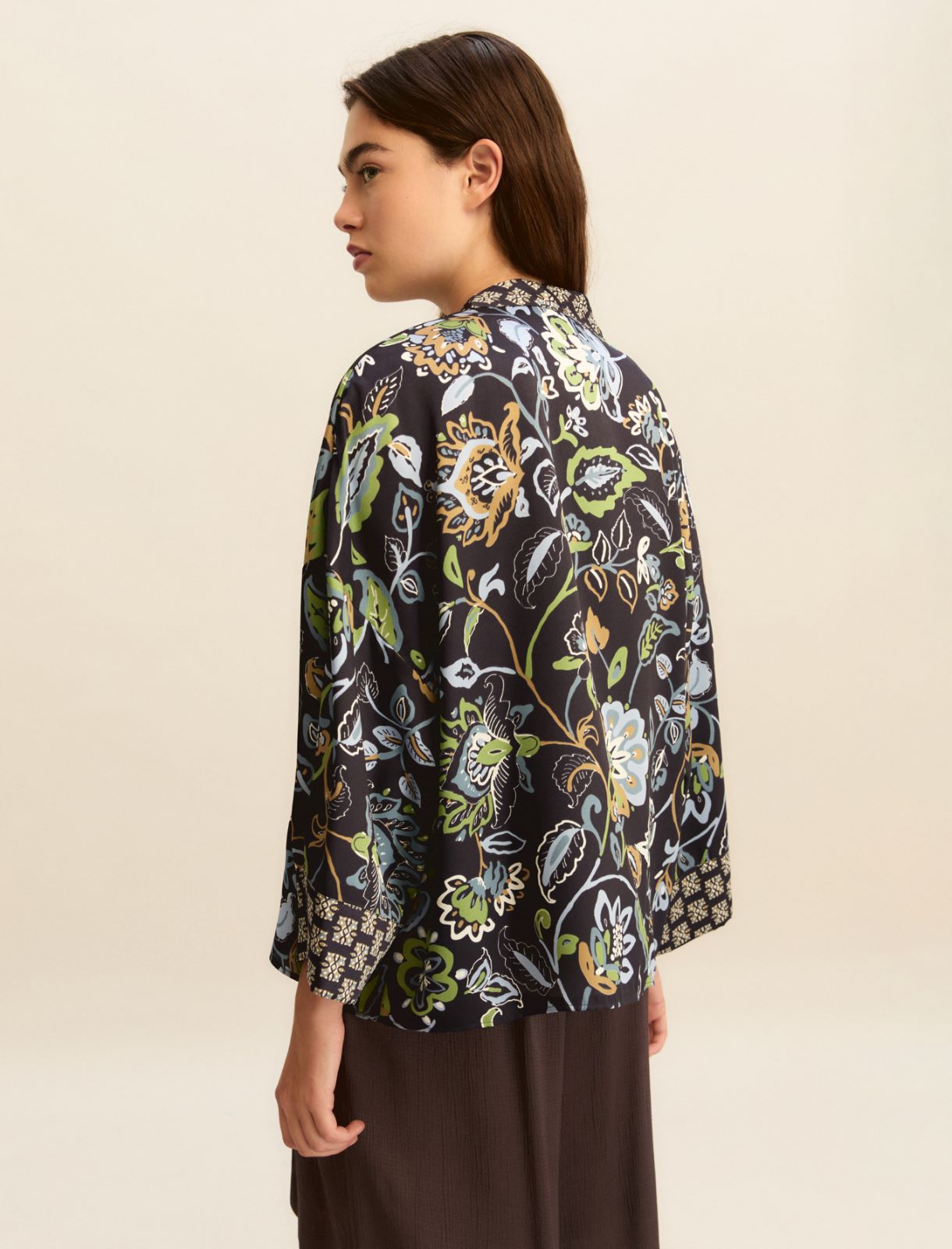 Short printed twill kimono - NAVY - Emme - 2