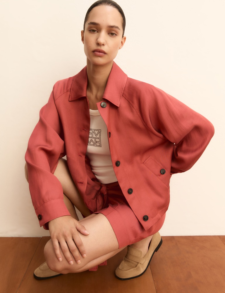 Short linen-blend twill jacket - Emme