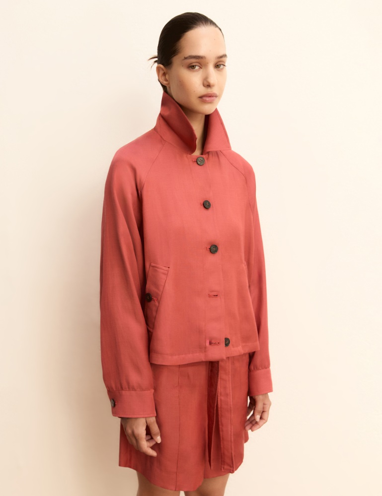 Short linen-blend twill jacket - Emme - 6