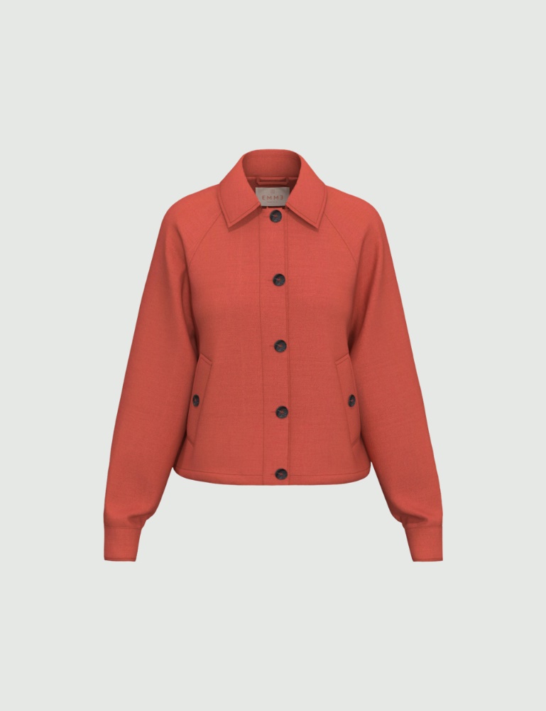 Short linen-blend twill jacket - Emme - 4