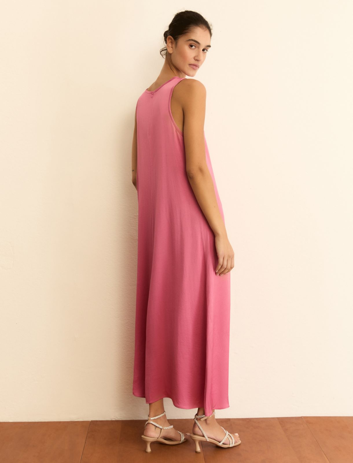 Abito smanicato in tessuto fluido - ROSA ANTICO - Emme - 3