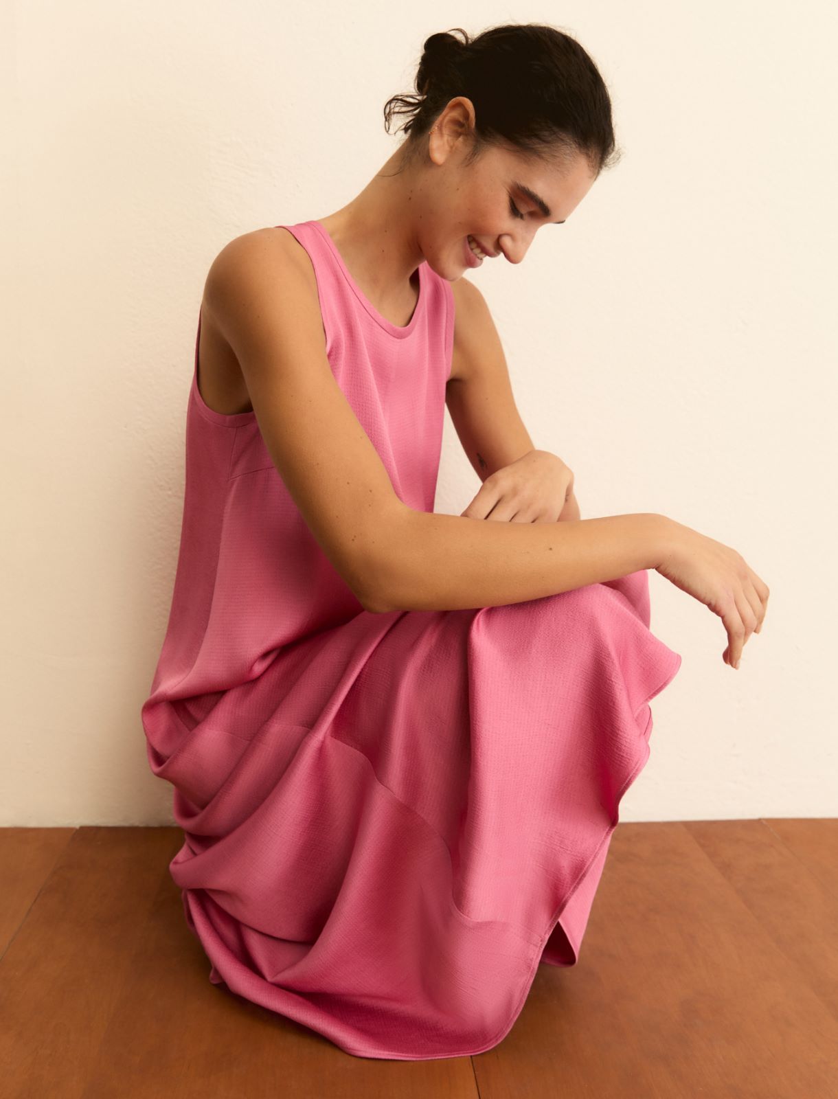 Abito smanicato in tessuto fluido - ROSA ANTICO - Emme - 5