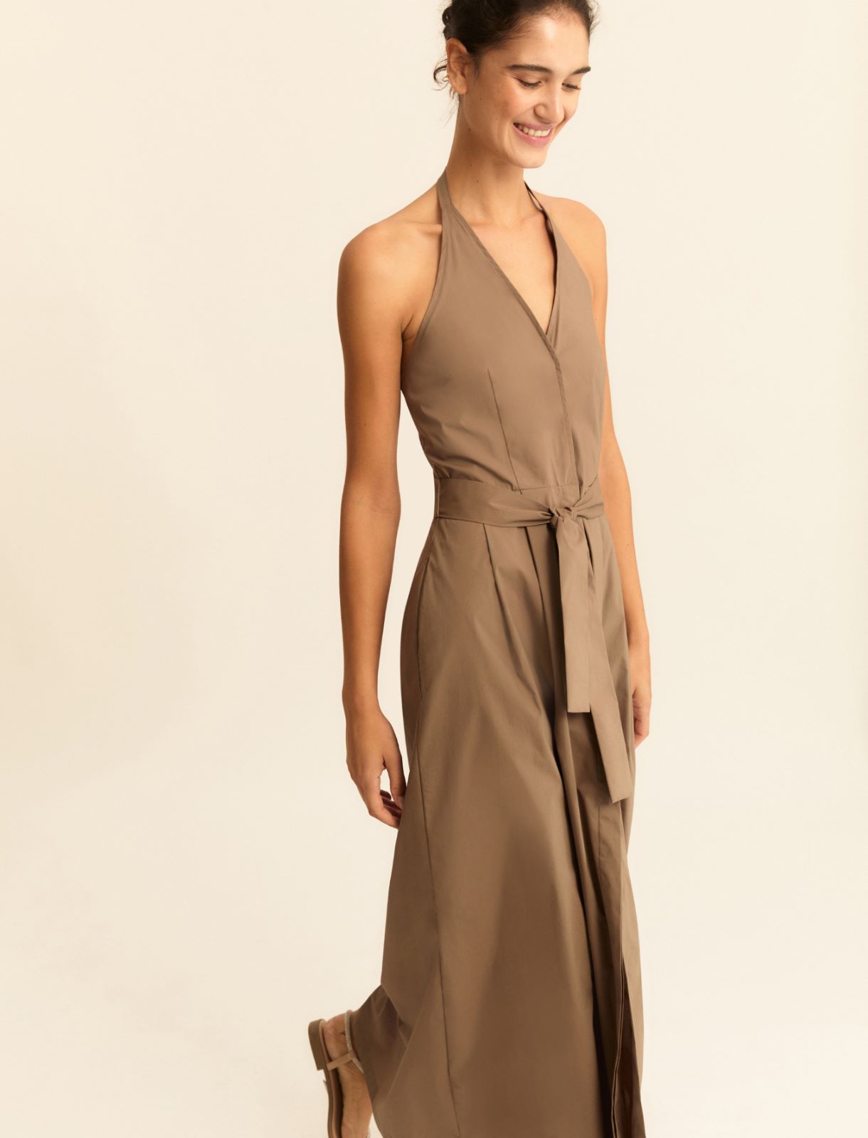 Sleeveless stretch poplin dress - TURTLEDOVE - Emme