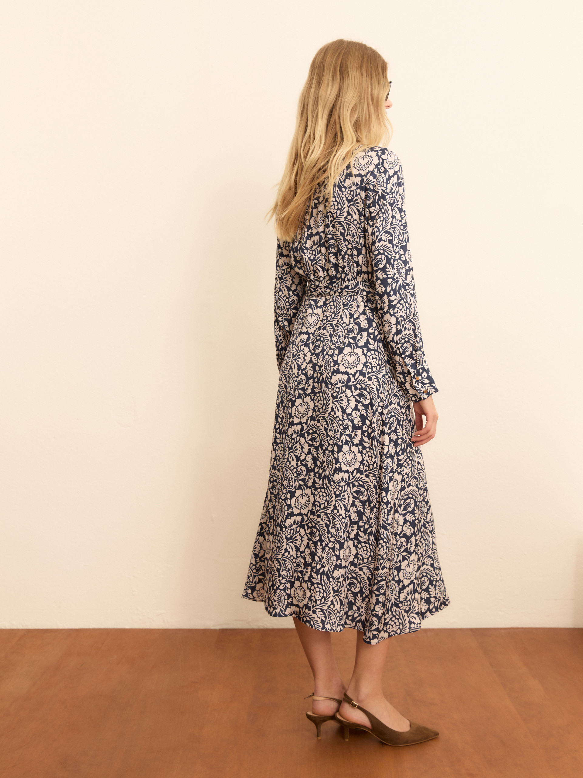 Belted printed shirt dress - NAVY - Emme - 2