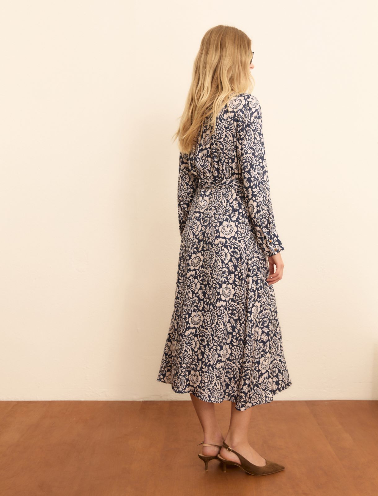 Belted printed shirt dress - NAVY - Emme - 2