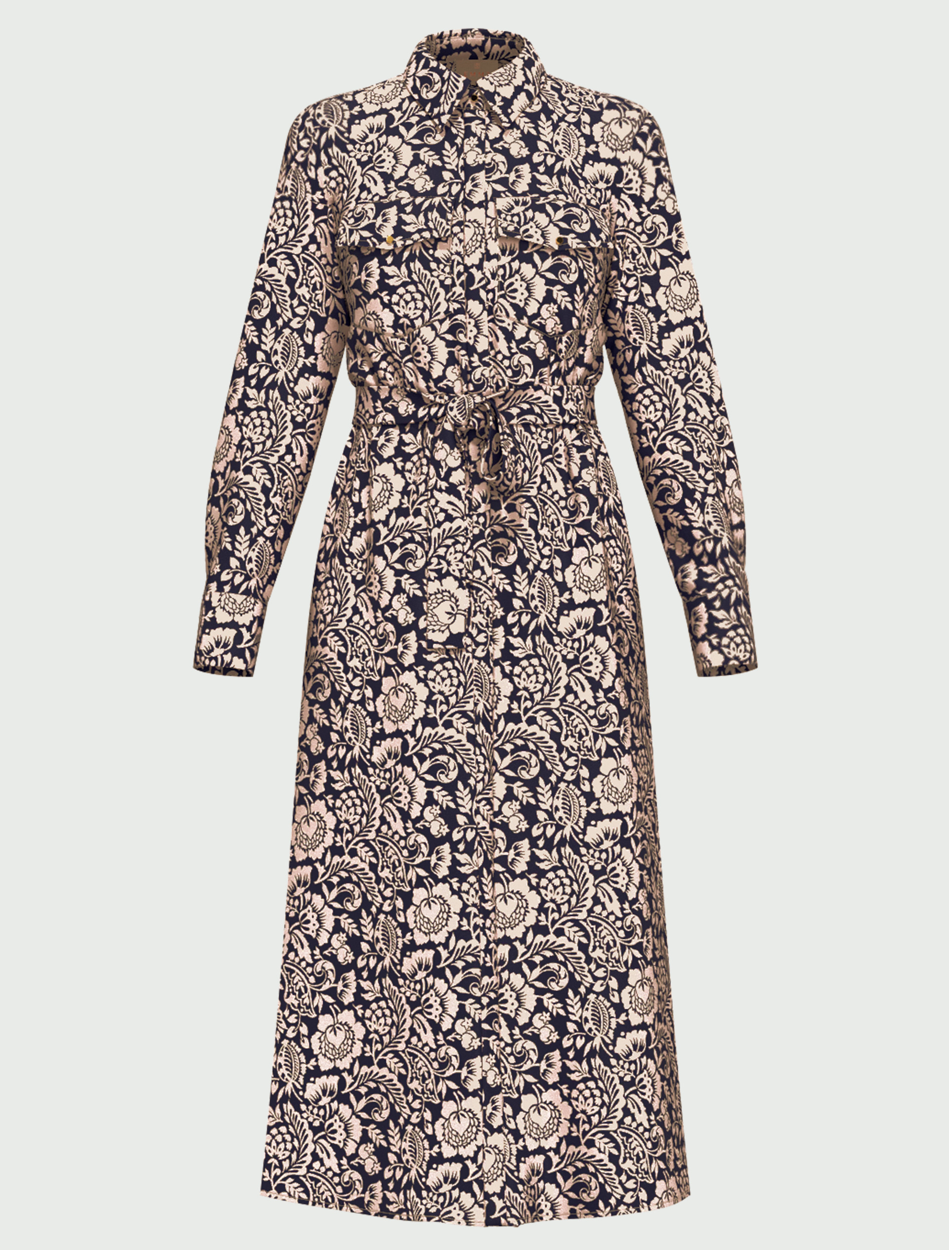 Belted printed shirt dress - NAVY - Emme - 6