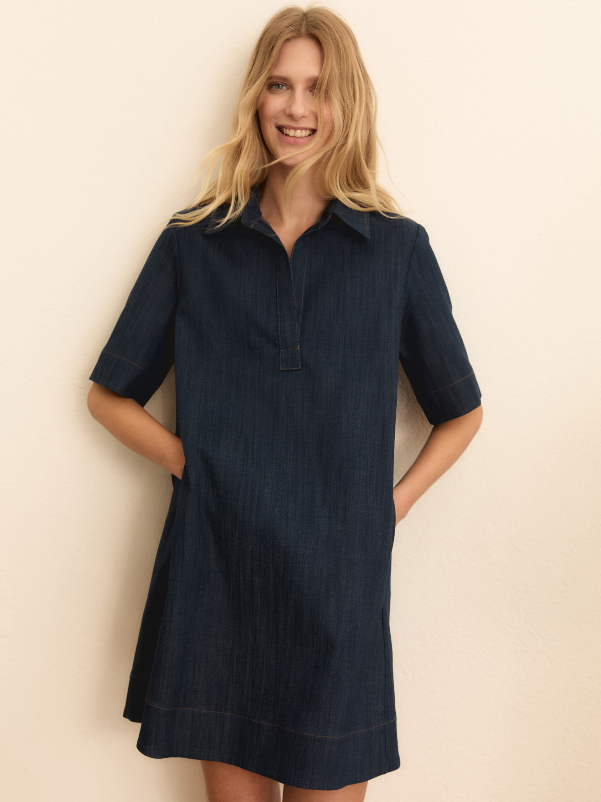 Flared denim dress - NAVY - Emme - 3