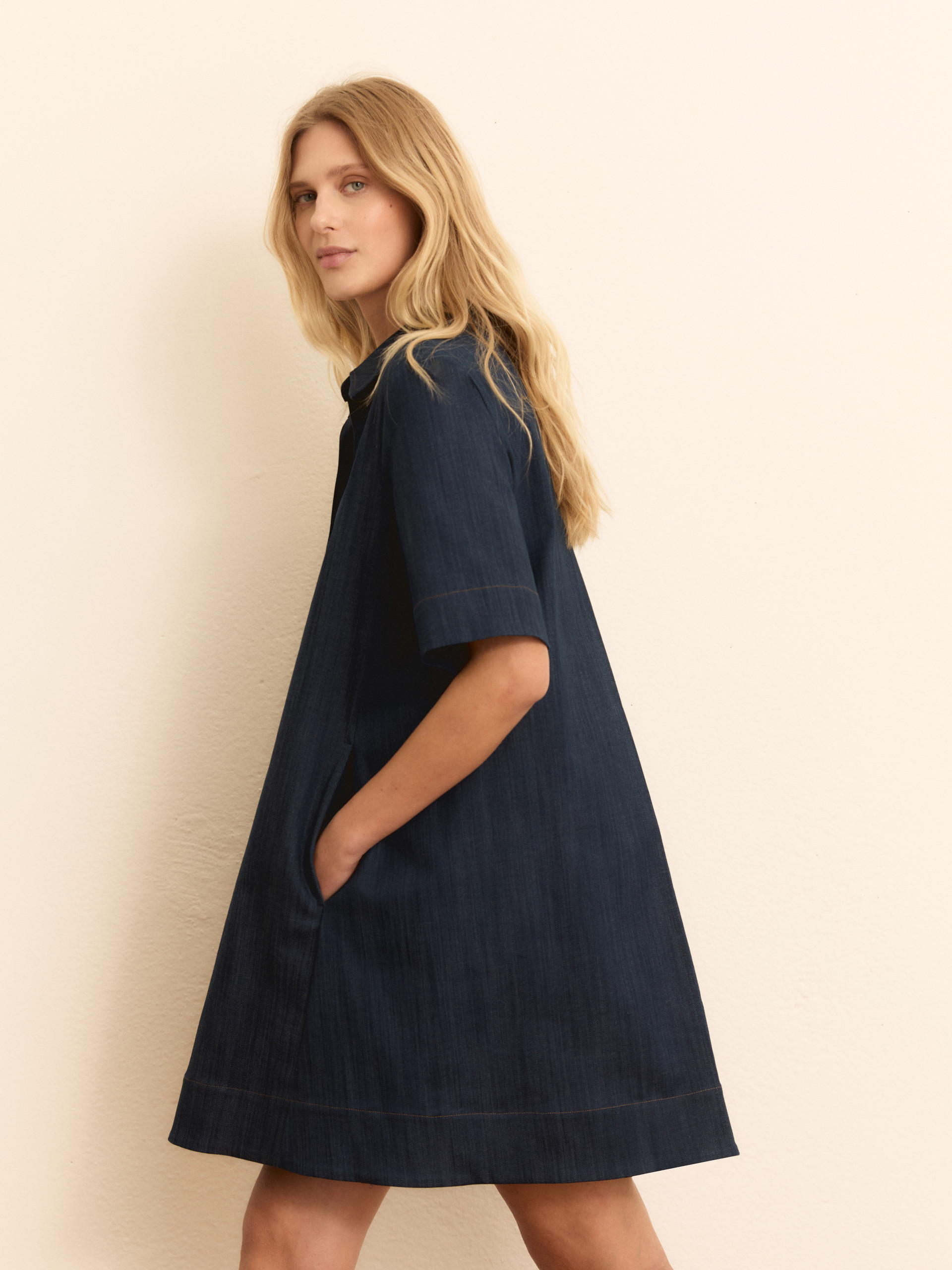 Flared denim dress - NAVY - Emme - 7