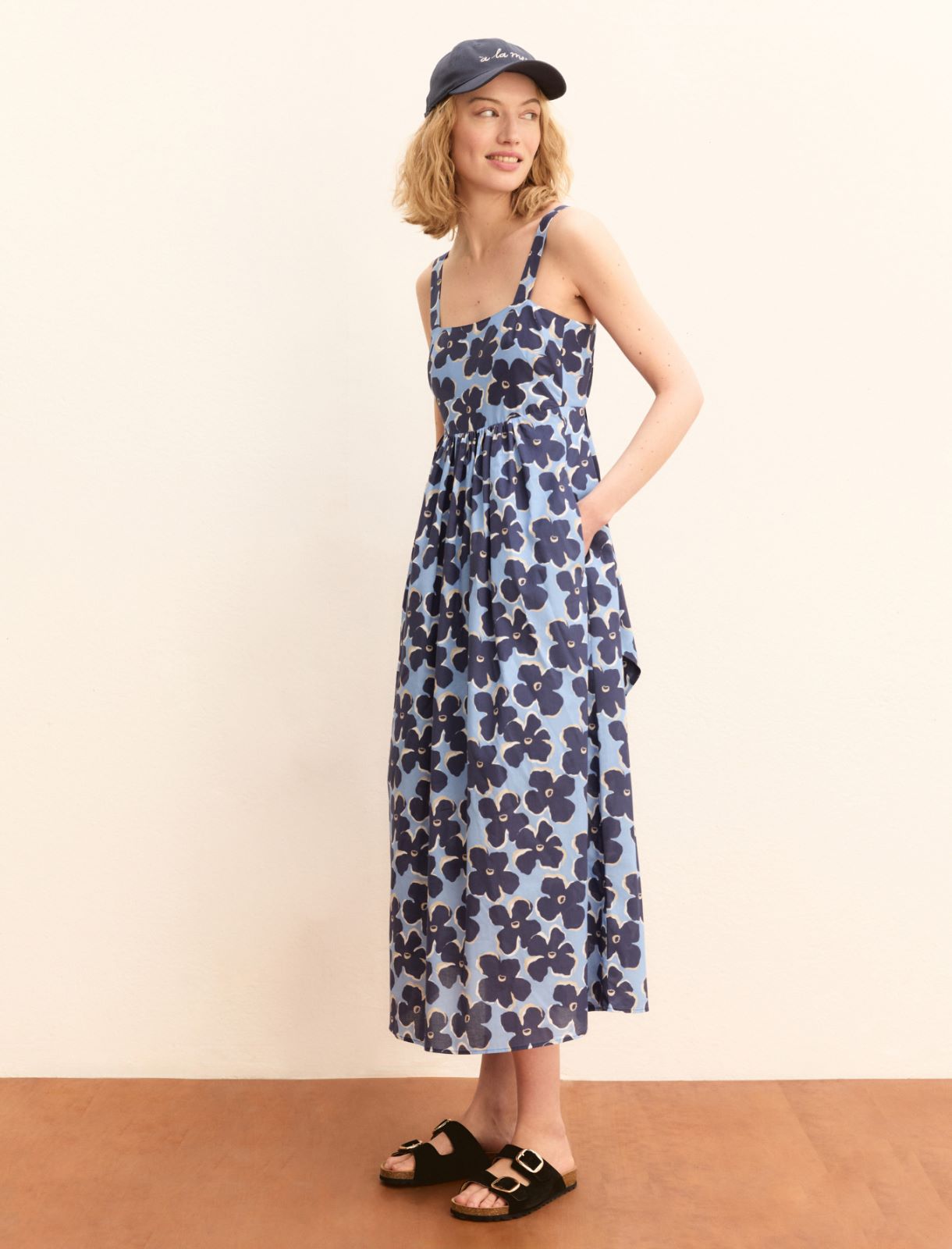 Muslin midi dress - DEEP BLUE - Emme