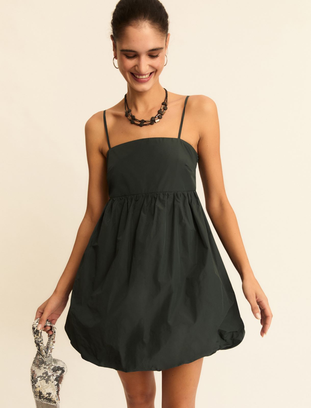 Bustier dress with a bubble skirt - DARK GREEN - Emme