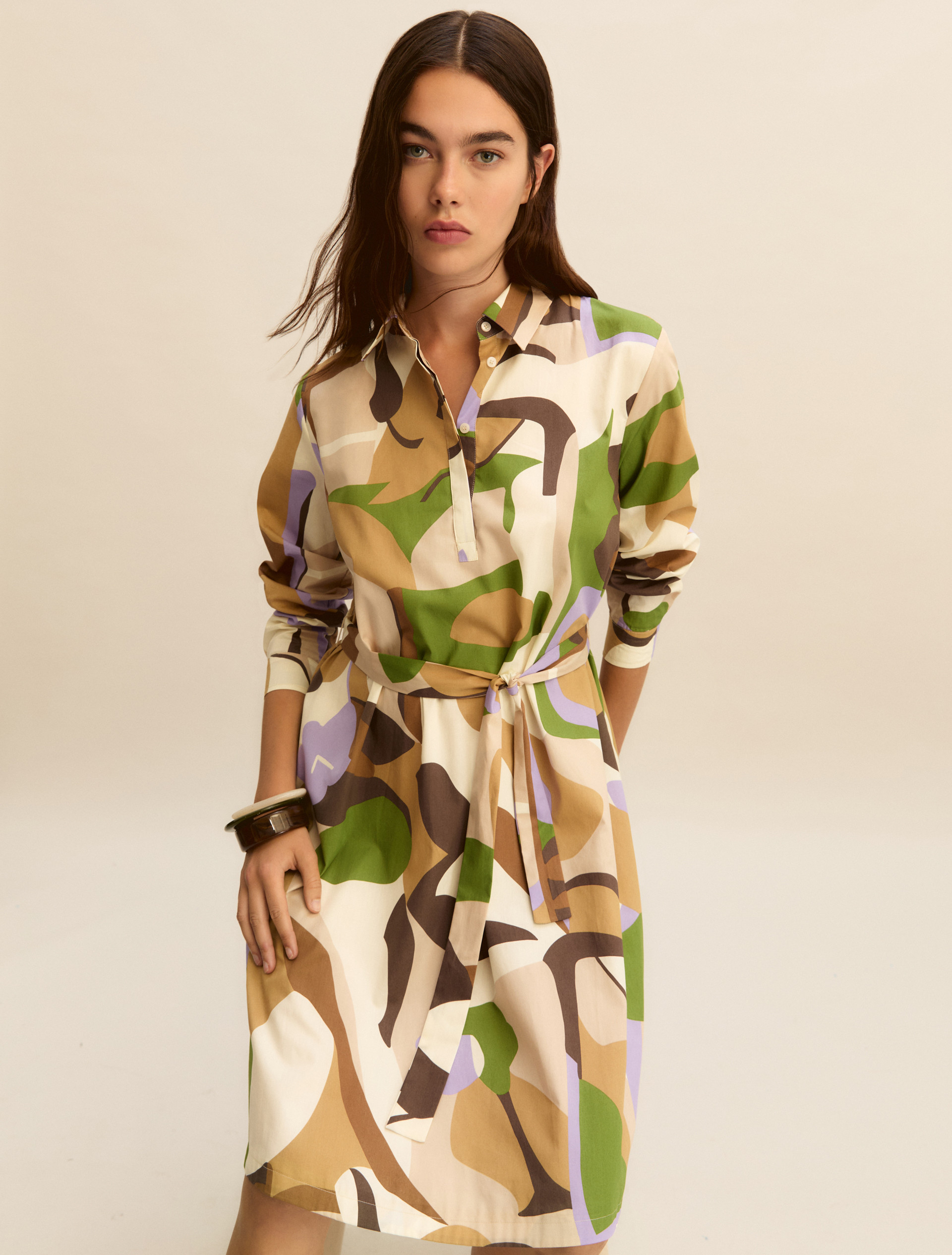 Printed poplin dress - SAND - Emme - 1