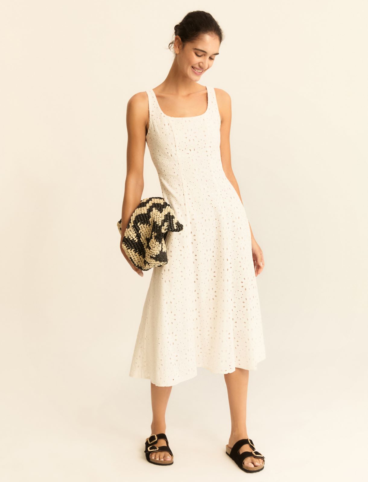 Broderie anglaise muslin dress - WHITE - Emme