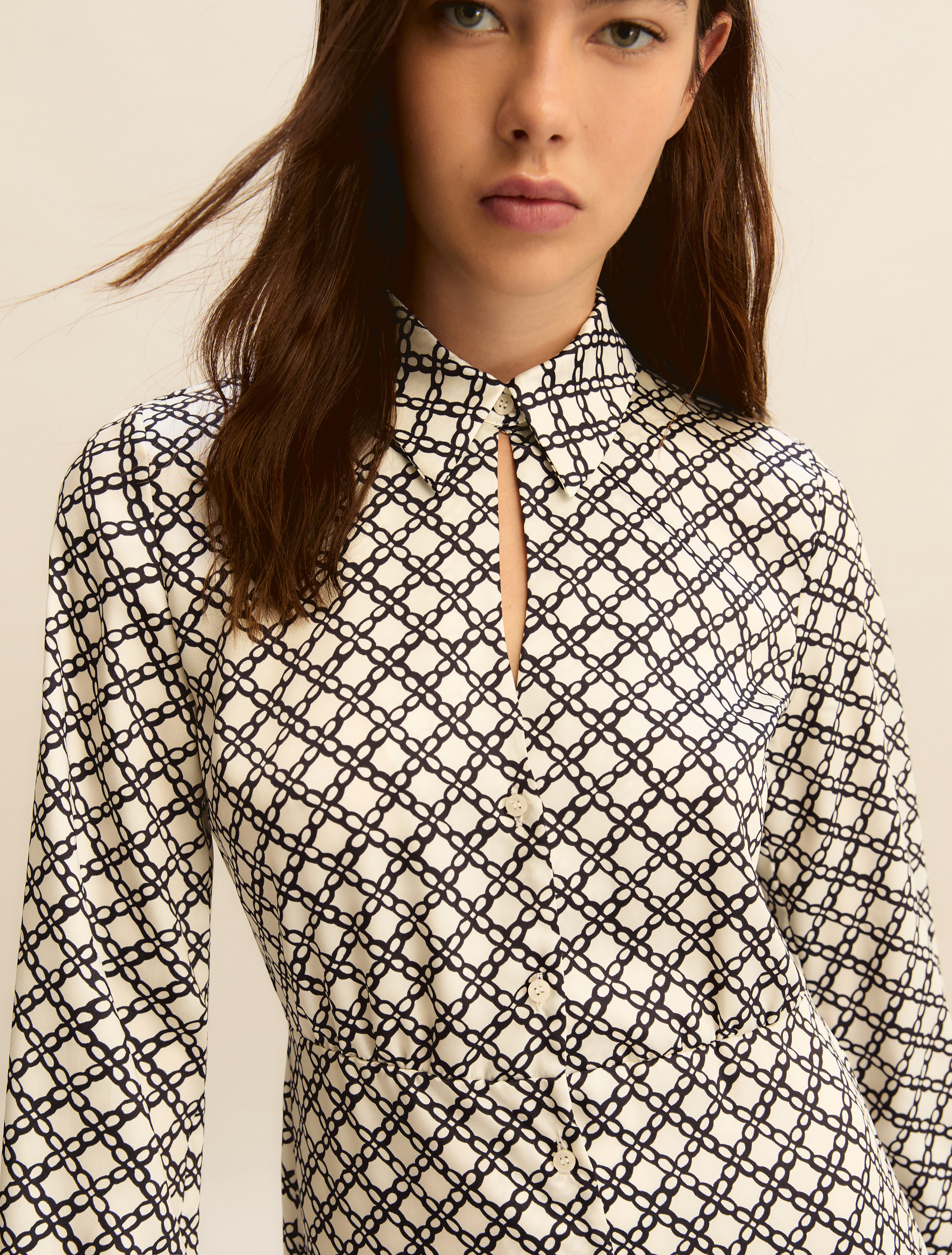Printed twill shirt dress - WHITE - Emme - 5