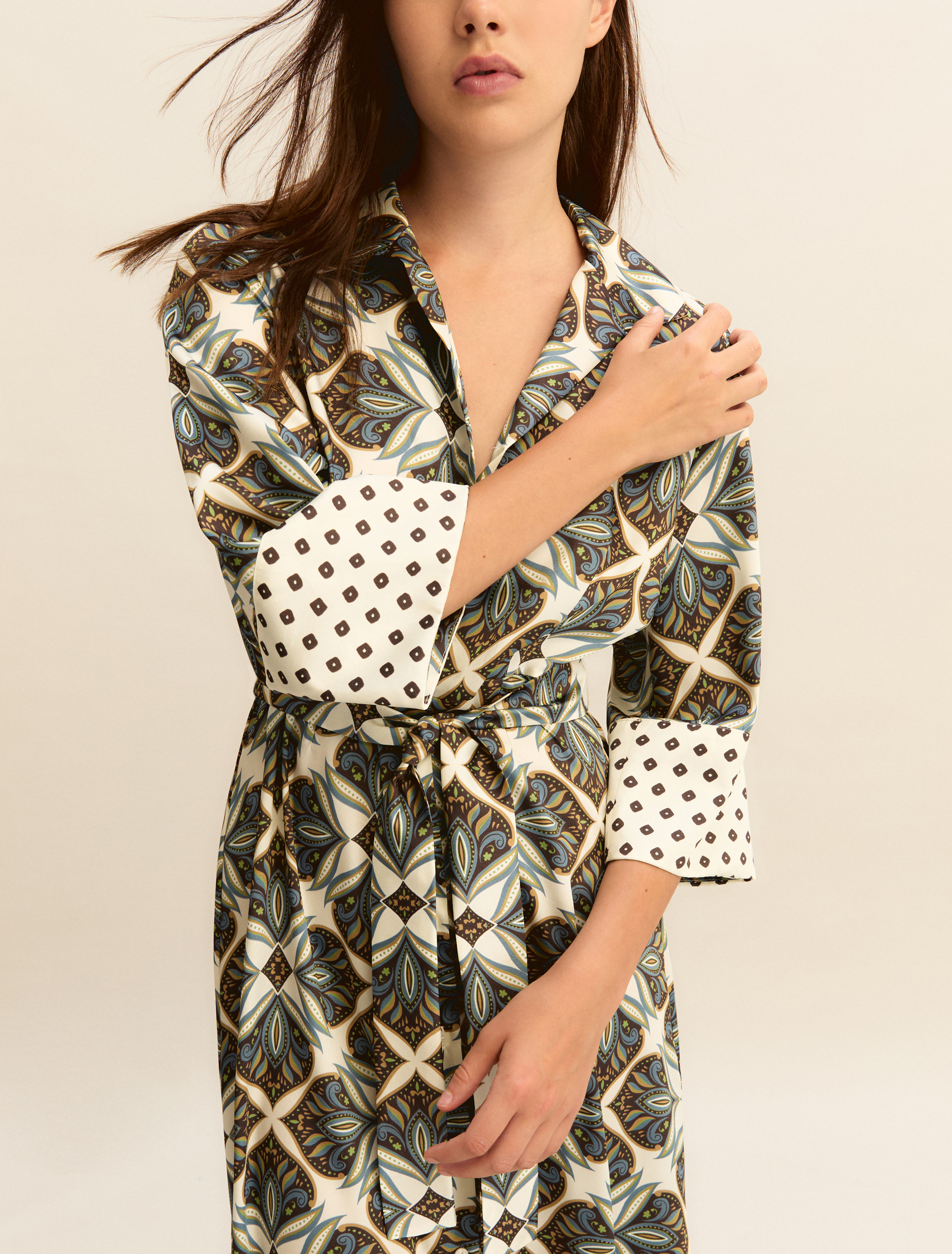 3/4-sleeve twill shirt dress - WOOL WHITE - Emme - 6