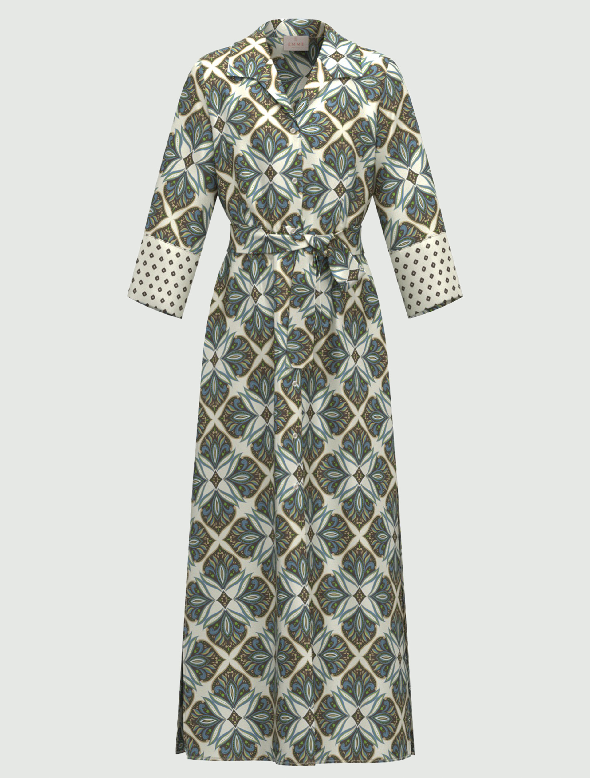 3/4-sleeve twill shirt dress - WOOL WHITE - Emme - 5