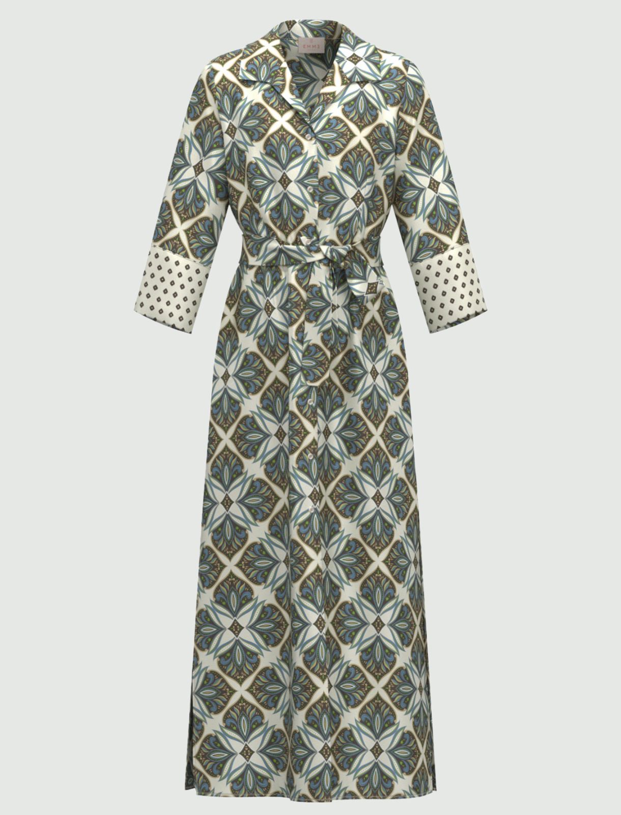 3/4-sleeve twill shirt dress - WOOL WHITE - Emme - 5