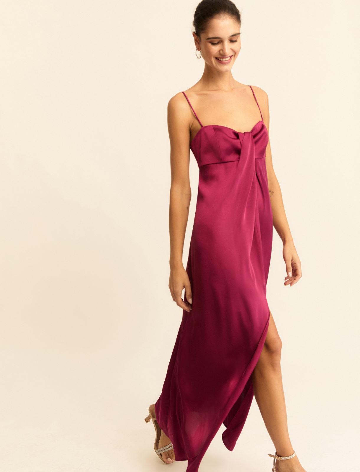 Satin bustier dress - CYCLAMEN - Emme