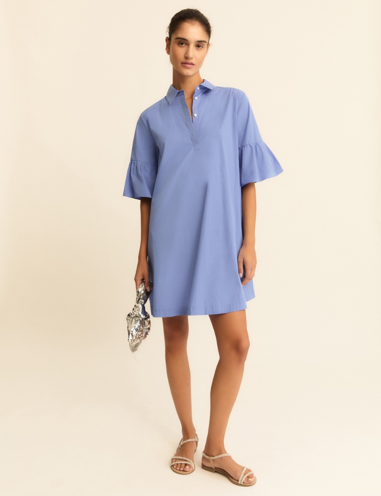 Flounce-sleeve poplin dress - Emme - 4