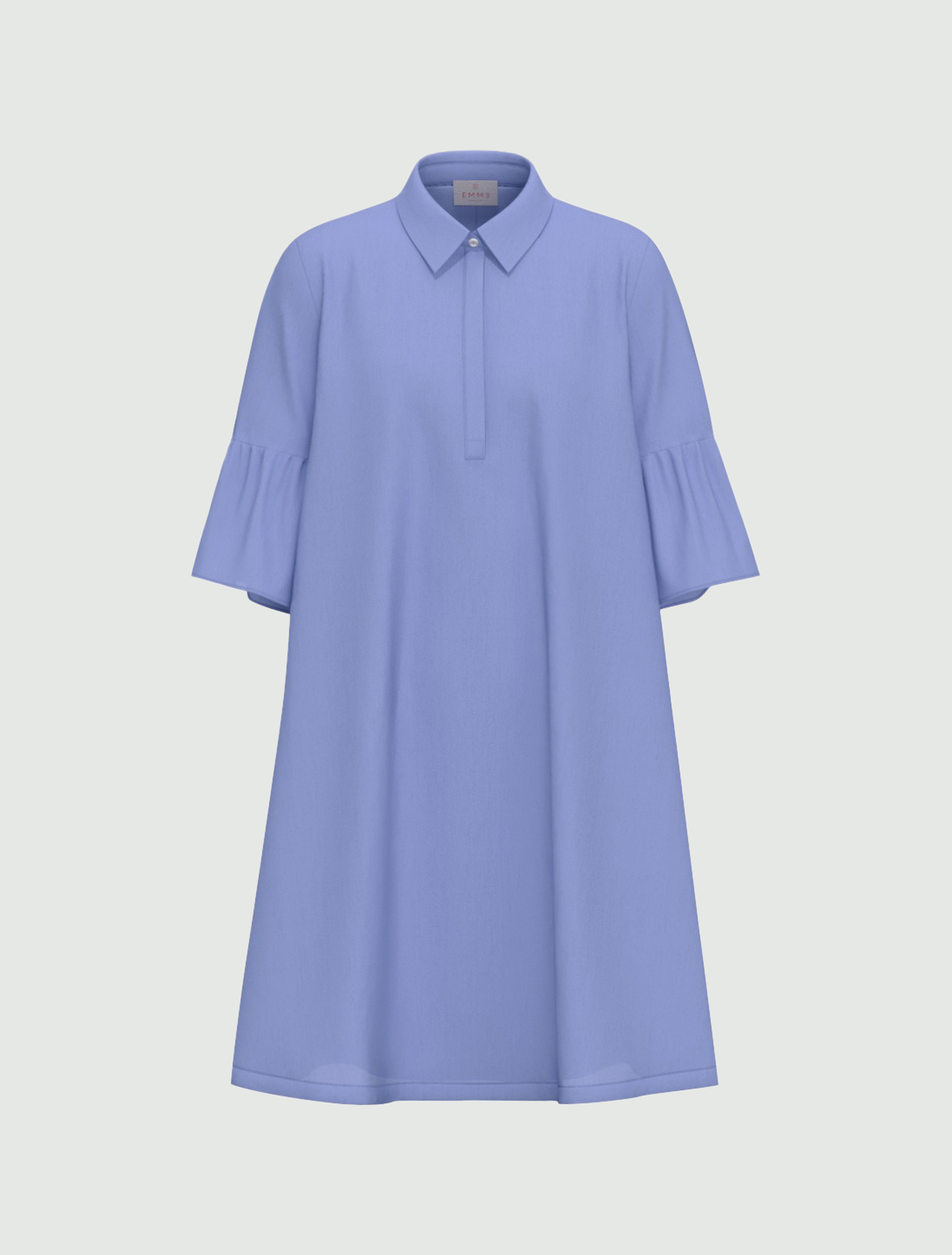 Flounce-sleeve poplin dress - PERIWINKLE BLUE - Emme - 2