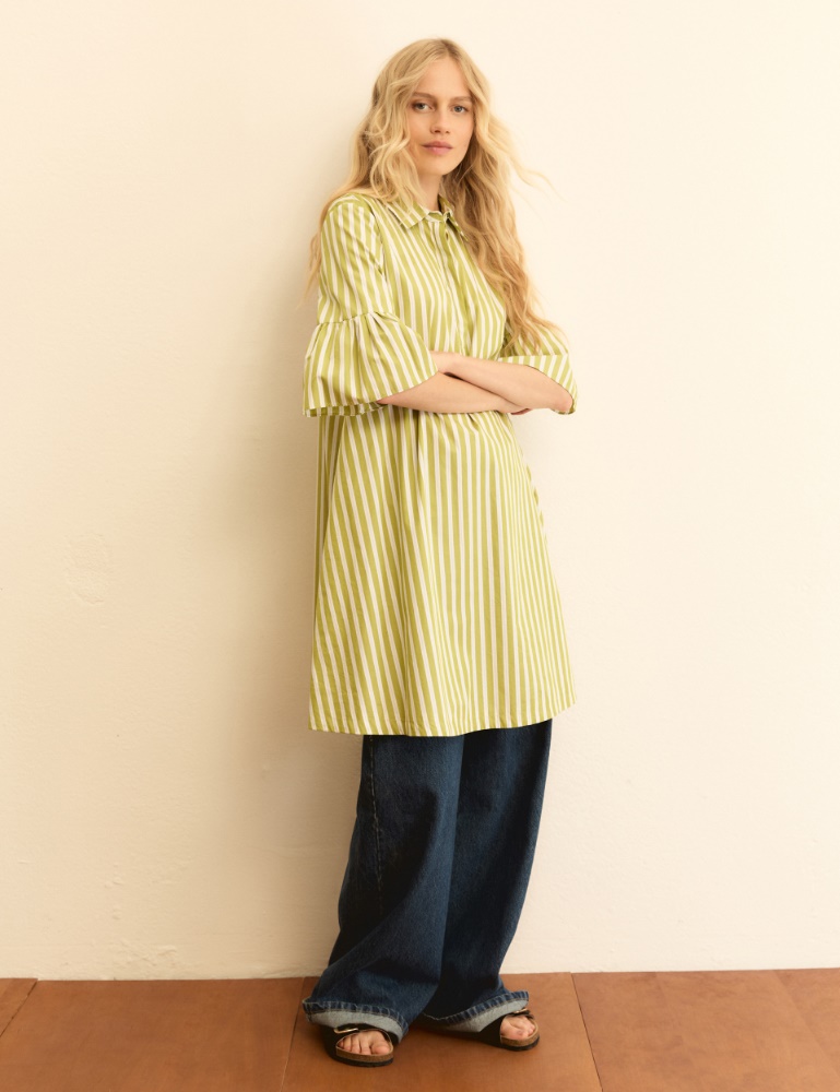 Flounce-sleeve poplin dress - Emme - 4