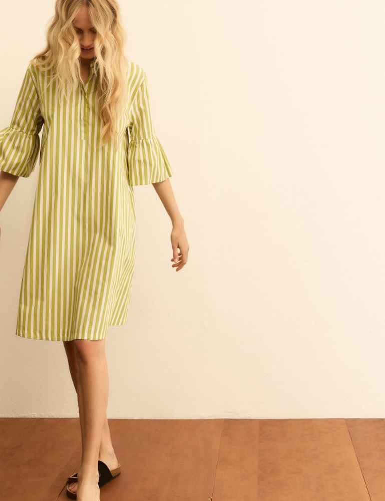 Flounce-sleeve poplin dress - Emme - 5