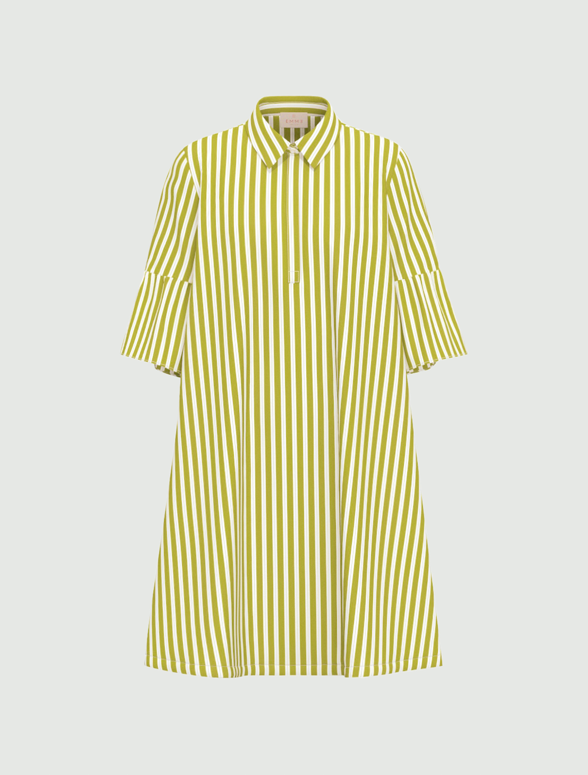 Flounce-sleeve poplin dress - LIME GREEN - Emme - 2