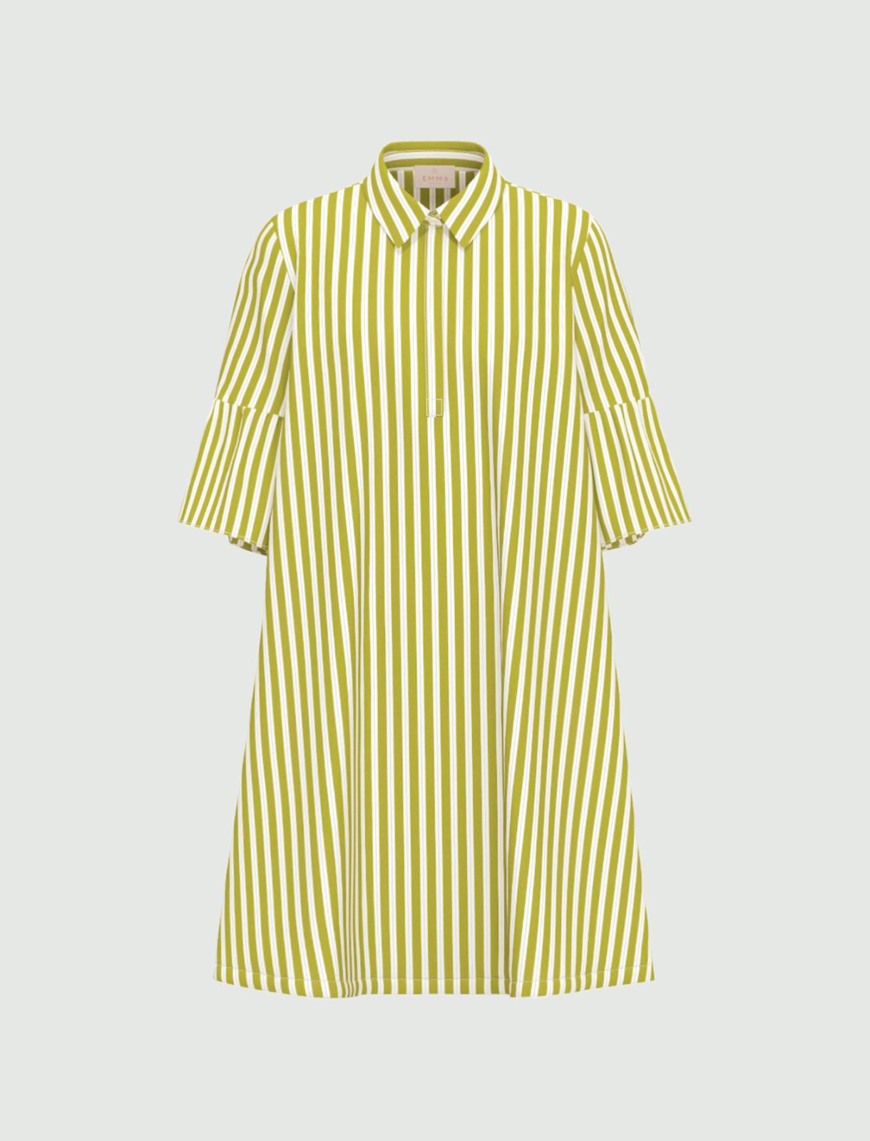 Flounce-sleeve poplin dress - LIME GREEN - Emme - 2