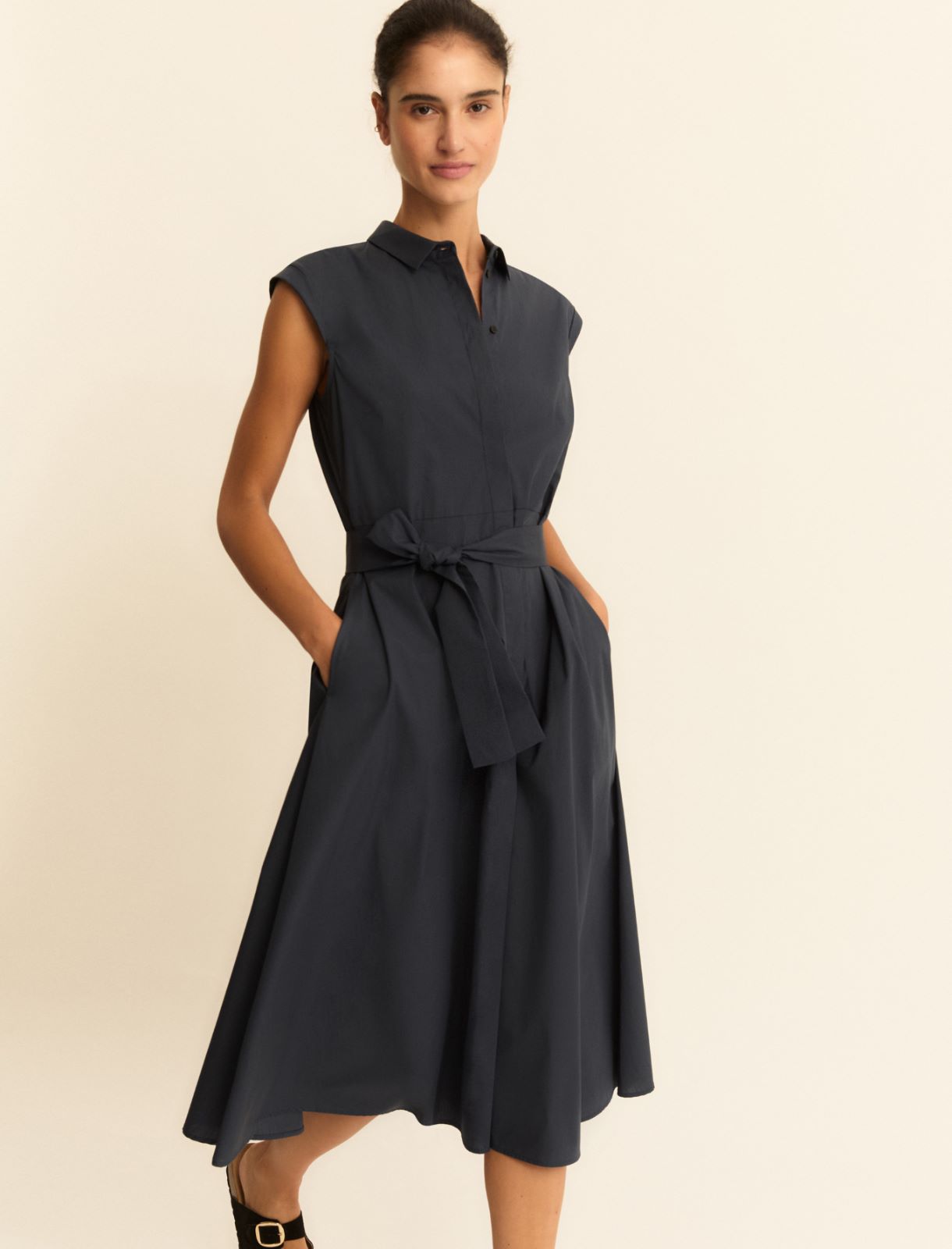 Poplin shirt dress - NAVY - Emme