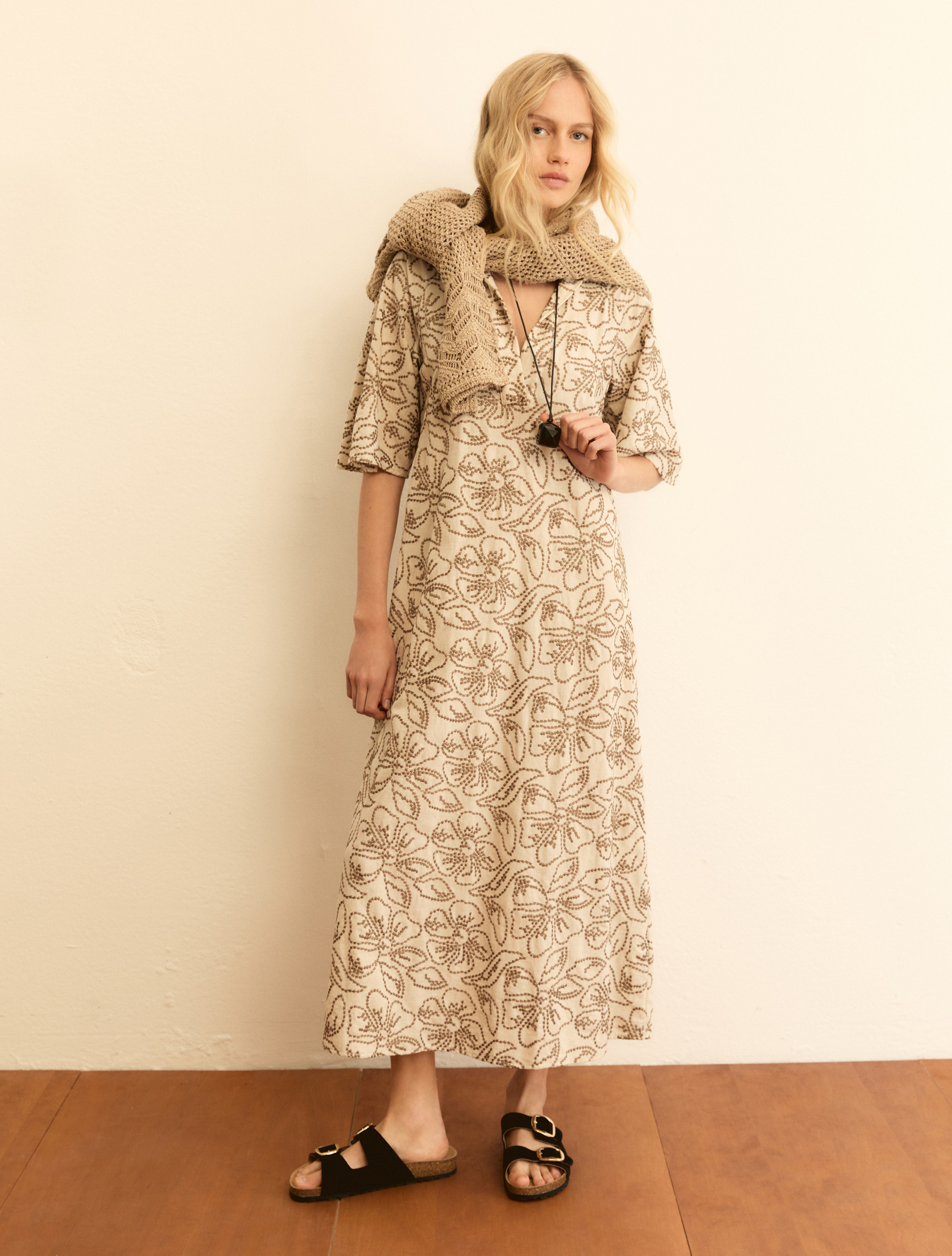 Embroidered cotton and linen dress - TURTLEDOVE - Emme - 4