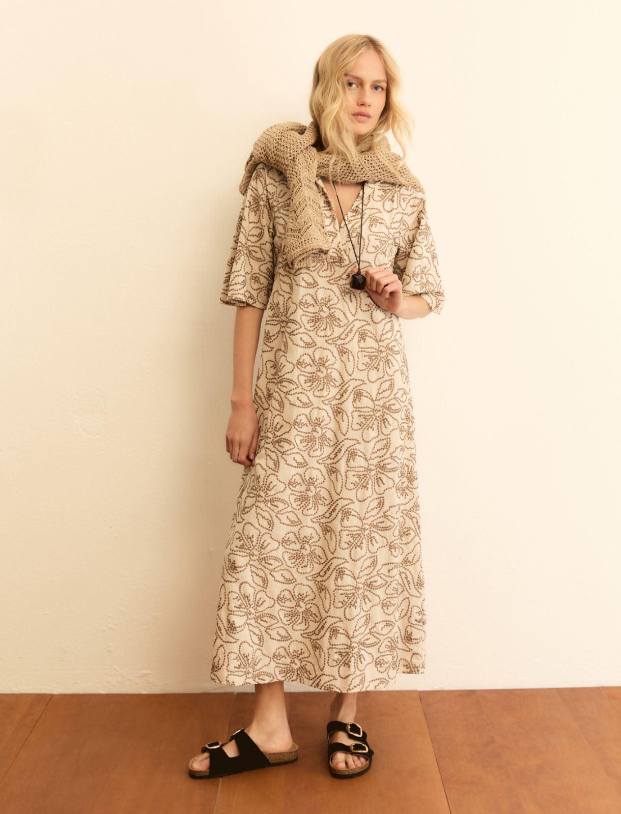 Embroidered cotton and linen dress - TURTLEDOVE - Emme - 4