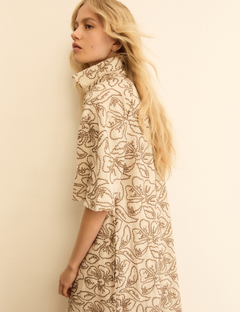 Embroidered cotton and linen dress - Emme - 6
