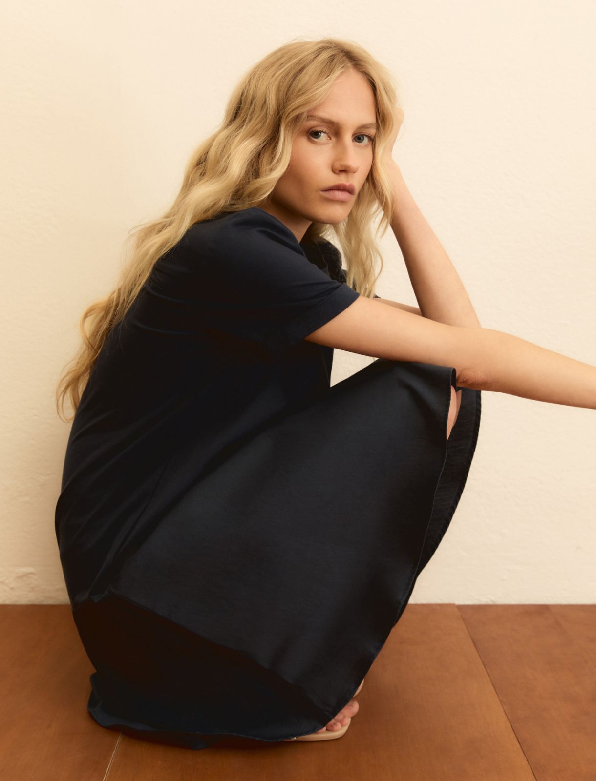 Jersey-flounce dress - NAVY - Emme