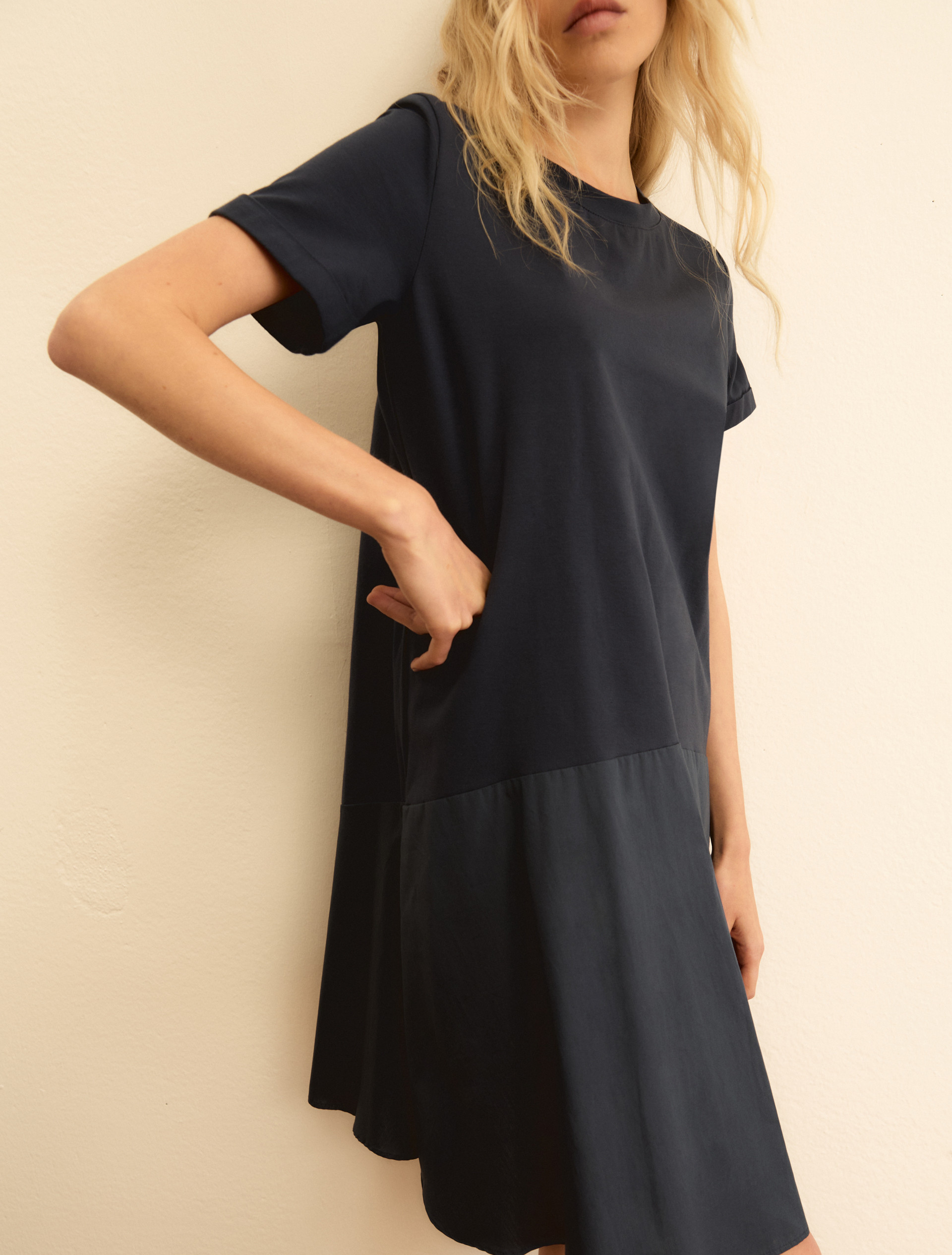 Jersey-flounce dress - NAVY - Emme - 6